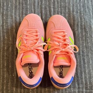 Adidas Pink and Lime Green VL Court Bold Athletic Shoes